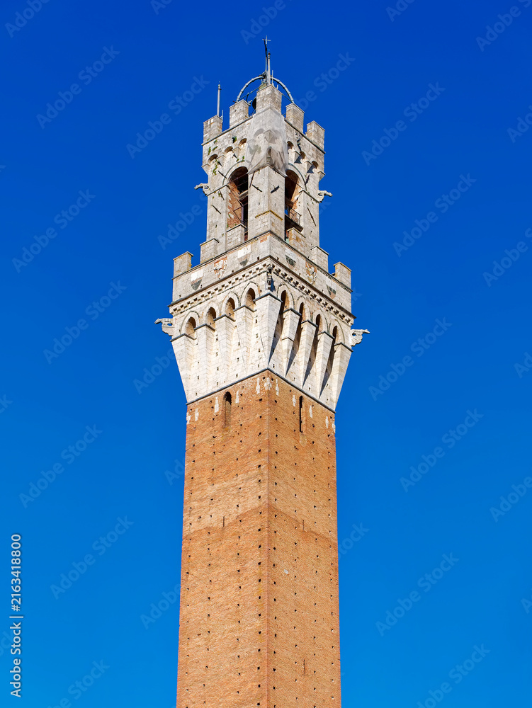 Fototapeta premium Mangia Tower ( translated Torre del Mangia) Bell tower Siena Tuscany Italy