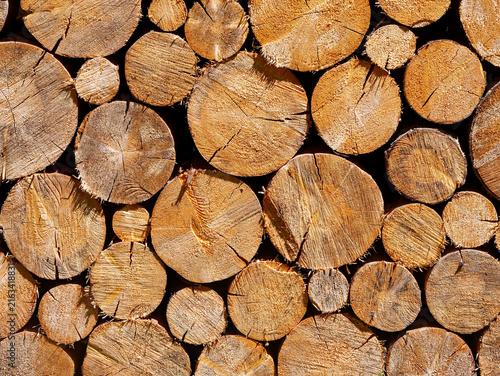 stack of firewood or pile of wood front view