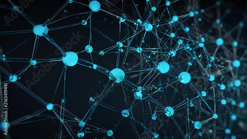 abstract blue background with molecule
