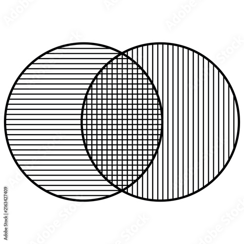 Intersection circles with horizontal vertical line pattern overlap grid