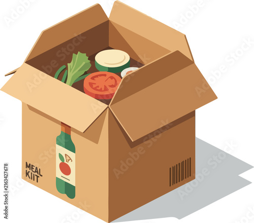 Isometric Meal Kit Delivery Box Icon
