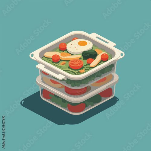 Isometric Meal Prep Container Icon