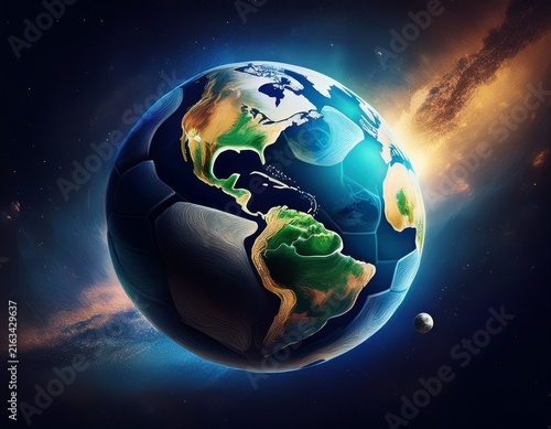planet earth as a soccer ball floating in deep space global football championship concept