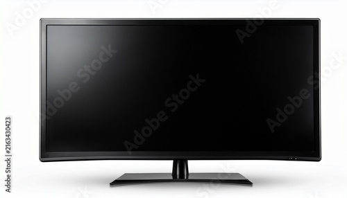 modern black screen television or monitor with a sleek design isolated on white background