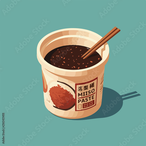 Isometric Icon of a Miso Paste Tub
