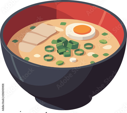 Vibrant Isometric Miso Soup Bowl Icon