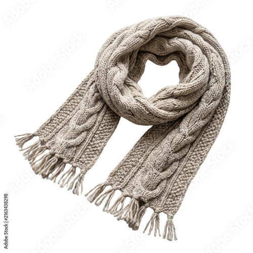 Canvastavla Cozy cable knit scarf with fringe detail isolated on transparent background