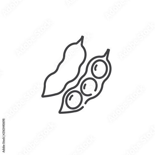 Simple outline vector design of a shelled soybean.