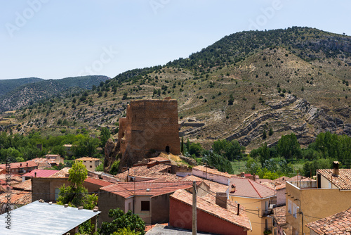 Fotografie Panoramic view of the historic town of Villel de Mesa in Guadalajara province, S
