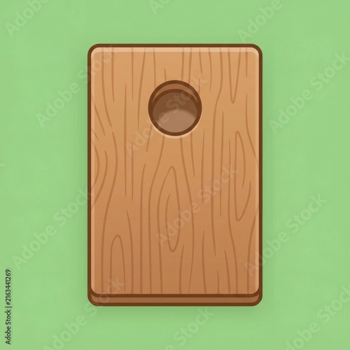 Wooden cornhole board illustration on a flat green background