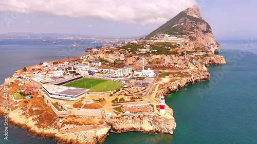 Aerial view of gibraltar peninsula and europa point
