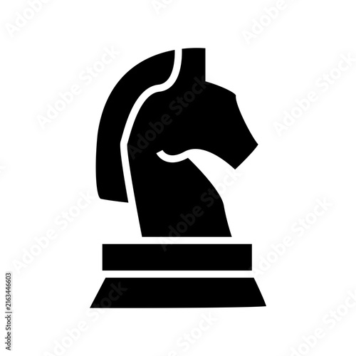 black silhouette of a chess horse glyph solid style icon vector