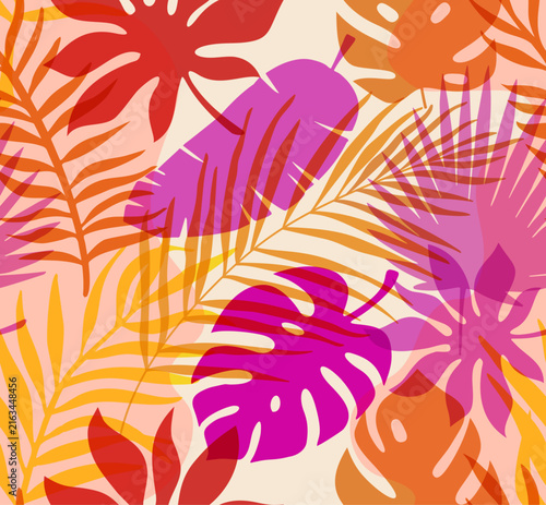 Tropical seamless pink orange
