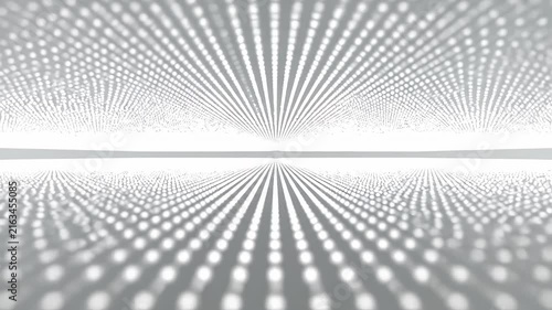 Abstract white dot grid landscape with depth.