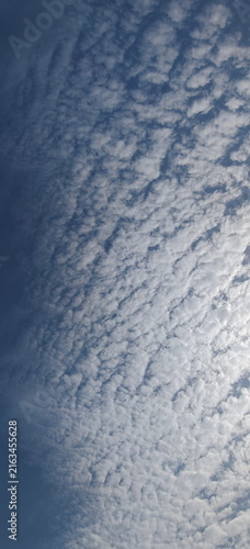 Foto Fluffy clouds pattern in blue sky, vertical background