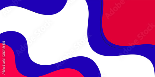 Abstract White Background with Layered Red and Royal Blue Corner Wave Shapes Modern Frame Design