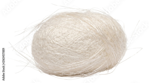 Raw silk cocoon macro fiber detail shimmering iridescent thread textile material luxury skincare background element isolated on transparent background