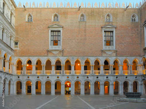 фотографія Interior courtyard of the Doge's Palace in Venice, Italy with arched colonnade a