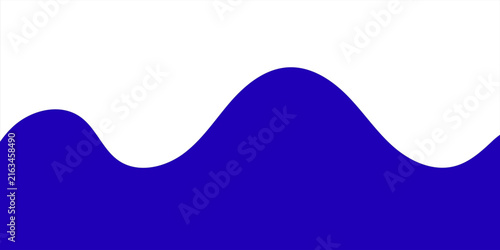Abstract White Background with Solid Royal Blue Wave Shape Minimalist Modern Design