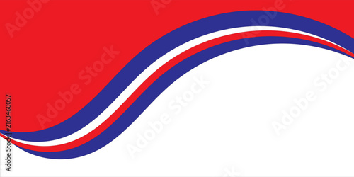 Abstract White Background with Layered Red and Royal Blue Curved Waves Modern Patriotic Design