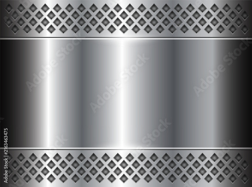 Metallic silver background with diagonal mesh texture, modern carbon fiber ge...