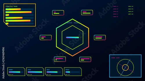 a glowing prompt interface displays complex data streams across three split frames with vibrant neon segments flickering through dynamic system operations in dark digital environments