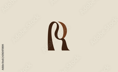 Premium Logo Coffee Letter R. Coffee Bean, Cup, Cafe, drink and beverage. Unique creative premium symbol. Sign icon logo template.
