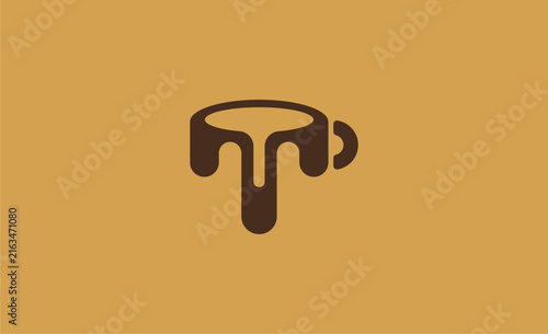 Premium Logo Coffee Letter T. Coffee Bean, Cup, Cafe, drink and beverage. Unique creative premium symbol. Sign icon logo template.