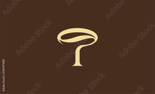 Premium Logo Coffee Letter T. Coffee Bean, Cup, Cafe, drink and beverage. Unique creative premium symbol. Sign icon logo template.