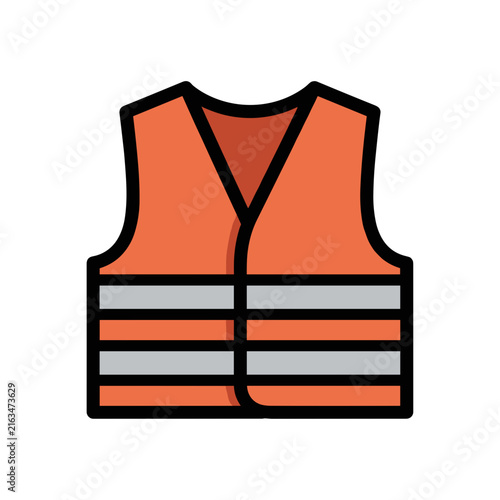 High visibility orange safety vest vector icon