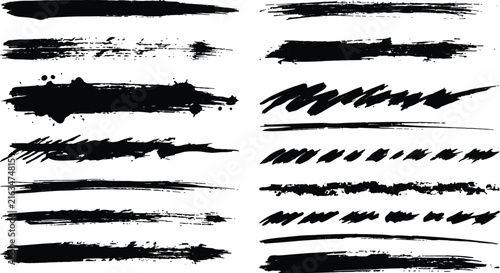 underline vector set. Hand drawn grunge brush black stroke lines collection marker line set isolated on white background. vector illustration