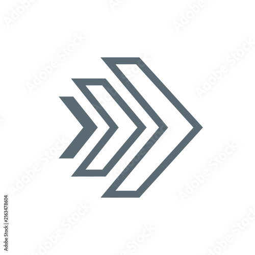 Modern triple chevron arrow pointing right directional icon.