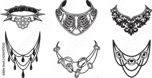 A set of beads and necklaces.