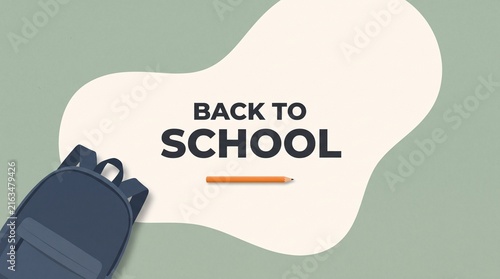 minimalist back to school graphic with backpack and pencil