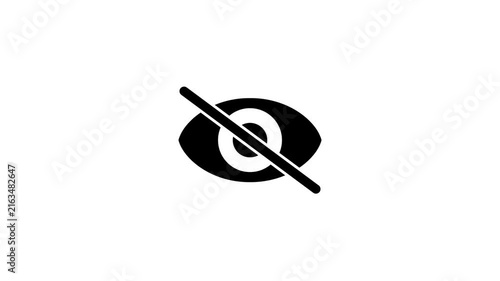 Eye with Diagonal Slash Icon Animation on White Background