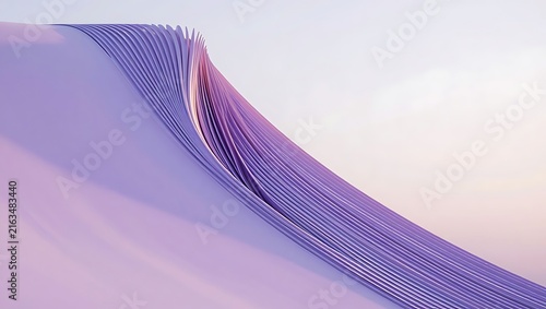 Abstract lavender layered wave structure featuring smooth curved architectural forms against minimal clean pastel background