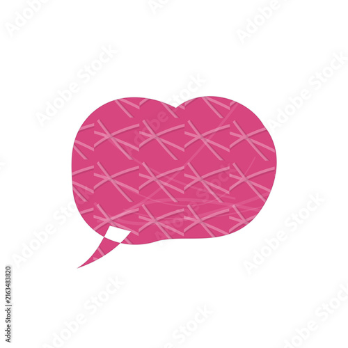 Pink speech bubble with arrow pointing right