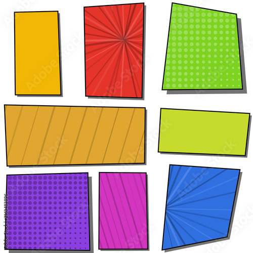 Colorful geometric sticky notes on a flat surface