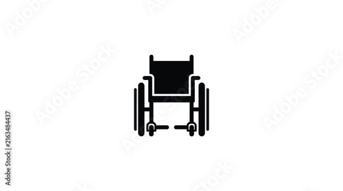 Simple black wheelchair icon vector design for medical accessibility signage