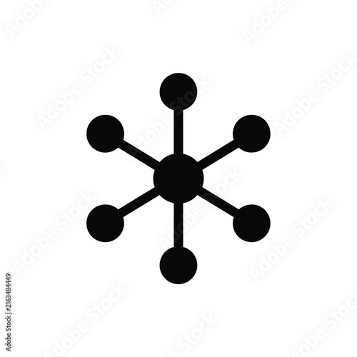 Minimalist black circular network node vector graphic on white background