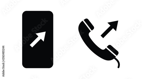 Minimalist black outgoing call icons for modern digital interface design elements