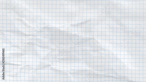 White school paper texture background. blue grid background. crumpled graph paper surface for educational themes