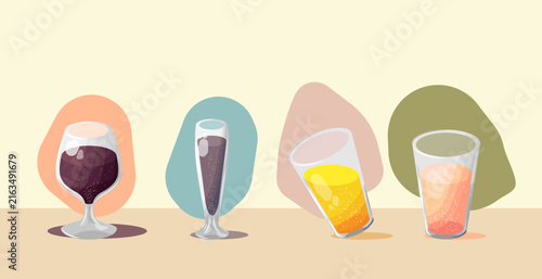 Vasos con diferentes propositos que funcionana para que la bevbida repire