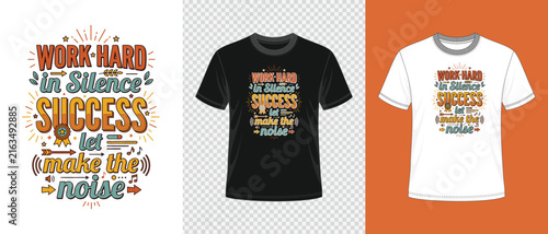 Motivational typography t shirt design collection featuring inspirational quotes about working hard and achieving success in life