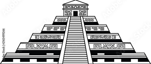 Ancient Stone Pyramid with Steps and Decorative Patterns