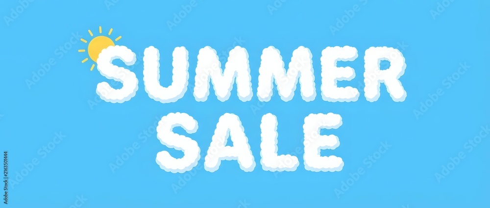 Fototapeta premium Summer sale promotional banner with bold white text and sun icon