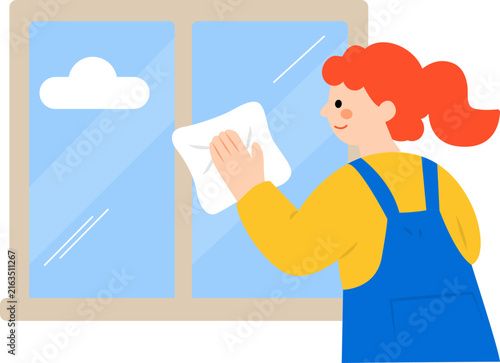 Person Cleaning Window with Squeegee and Spray Bottle at Home