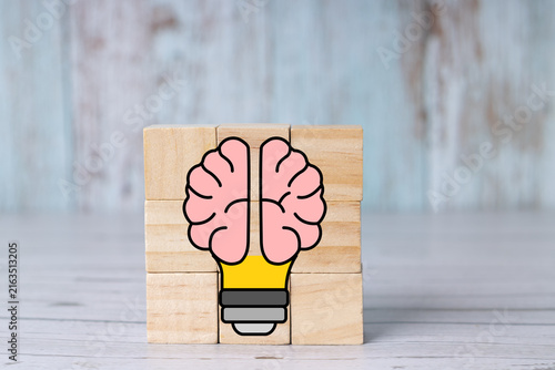 Idea concept, light bulb with a brain, 