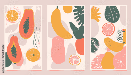 Colorful Tropical Fruit Illustrations.