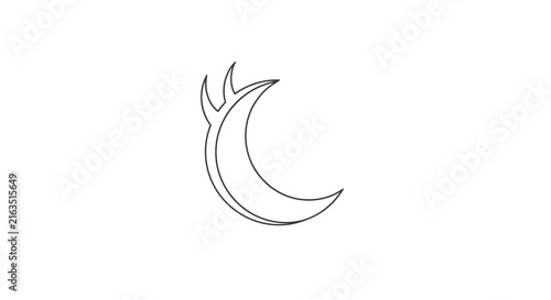 Crescent Moon with Flame Design Element.